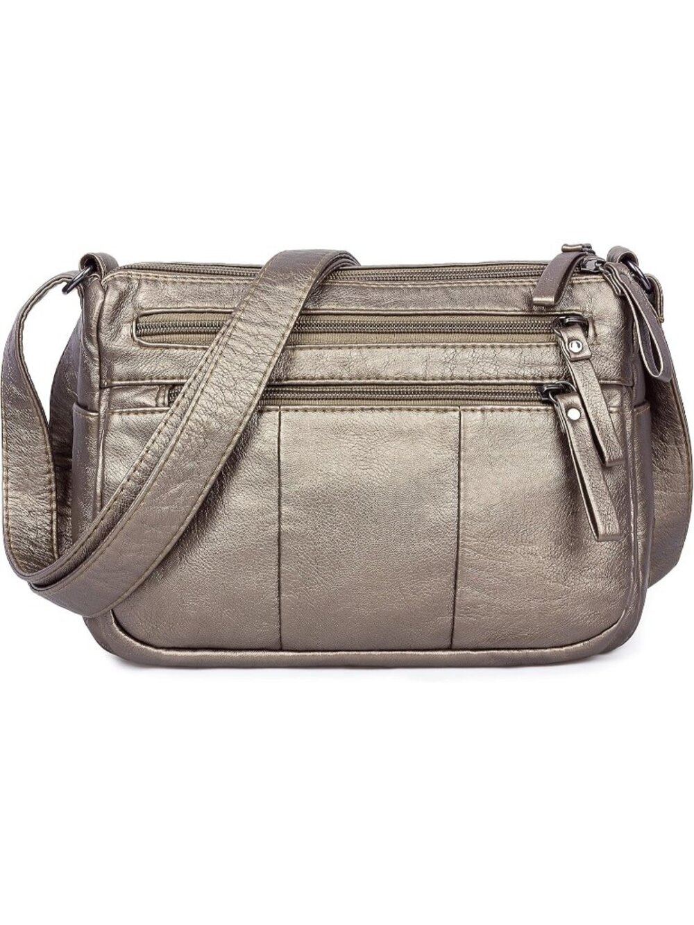 Women's Antique Silver(10.2") Soft PU Leather Shoulder Bag Crossbody Pocketbook